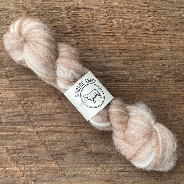 65% Cormo X "Jezebel" 20% Huacaya Alpaca 15% Tussah Silk Roving