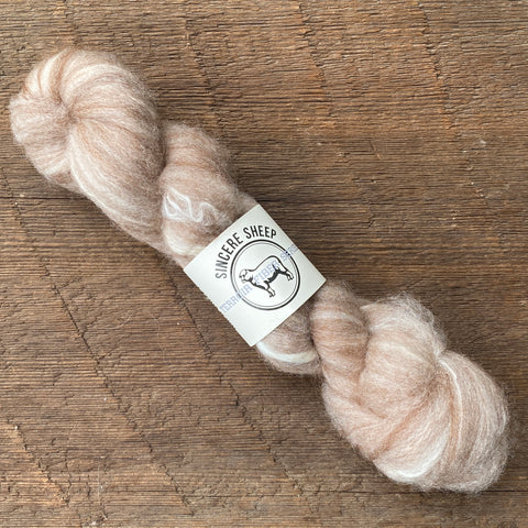 65% Cormo X "Jezebel" 20% Huacaya Alpaca 15% Tussah Silk Roving